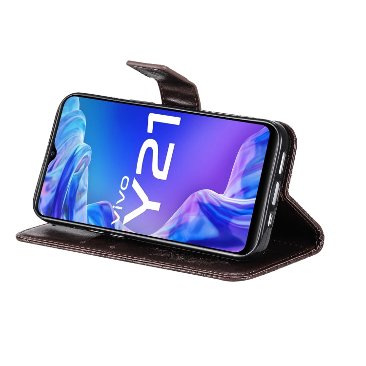 For vivo Y21/Y21s/Y33s Pressed Printing Sunflower Pattern Horizontal Flip PU Leather Case with Holder & Card Slots & Wallet & Lanyard