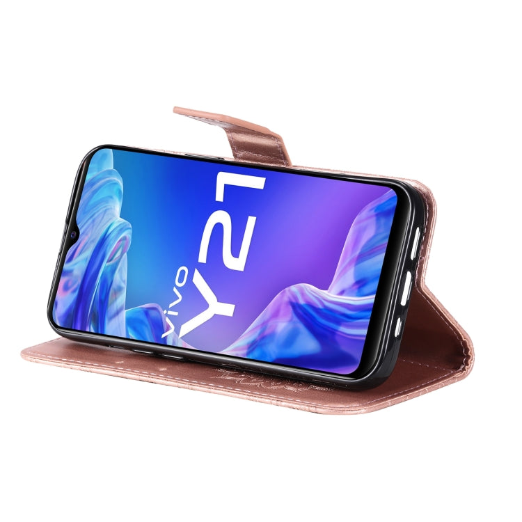 For vivo Y21/Y21s/Y33s Pressed Printing Sunflower Pattern Horizontal Flip PU Leather Case with Holder & Card Slots & Wallet & Lanyard