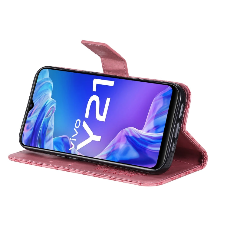 For vivo Y21/Y21s/Y33s Pressed Printing Sunflower Pattern Horizontal Flip PU Leather Case with Holder & Card Slots & Wallet & Lanyard