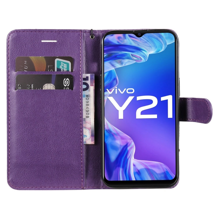 For vivo Y21 2021 / Y21s / Y33s Pure Color Horizontal Flip Leather Case with Holder & Card Slots & Wallet & Lanyard