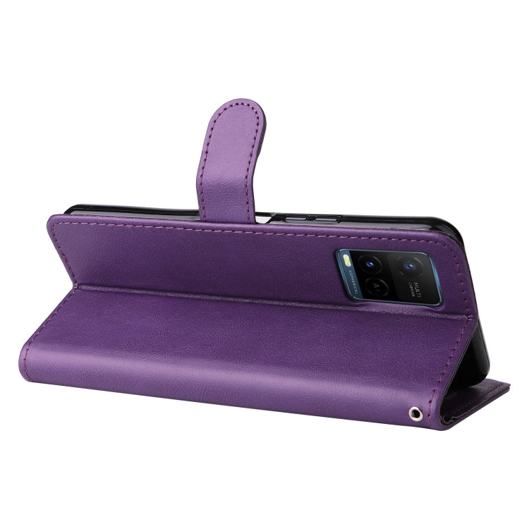 For vivo Y21 2021 / Y21s / Y33s Pure Color Horizontal Flip Leather Case with Holder & Card Slots & Wallet & Lanyard