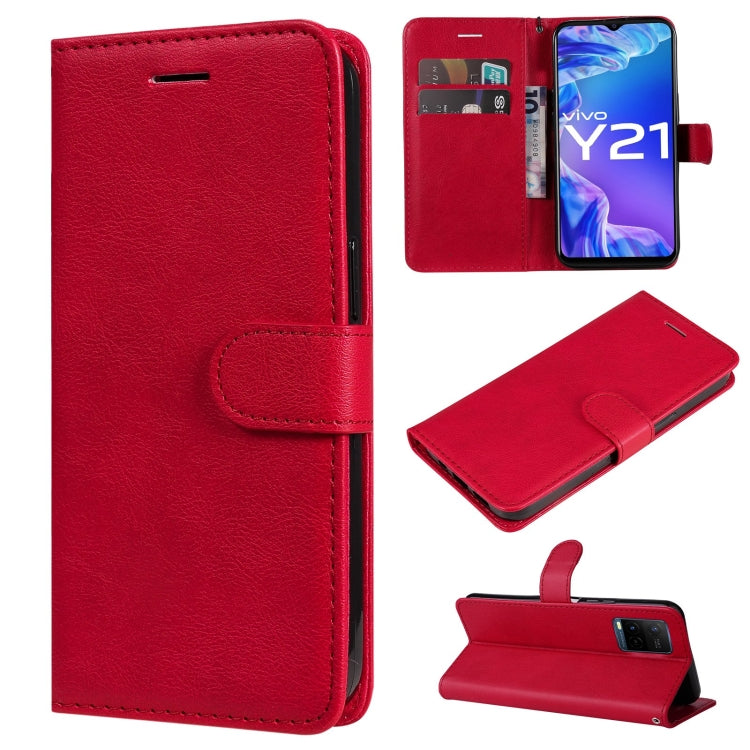 For vivo Y21 2021 / Y21s / Y33s Pure Color Horizontal Flip Leather Case with Holder & Card Slots & Wallet & Lanyard