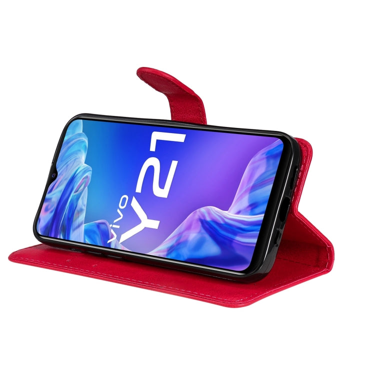 For vivo Y21 2021 / Y21s / Y33s Pure Color Horizontal Flip Leather Case with Holder & Card Slots & Wallet & Lanyard