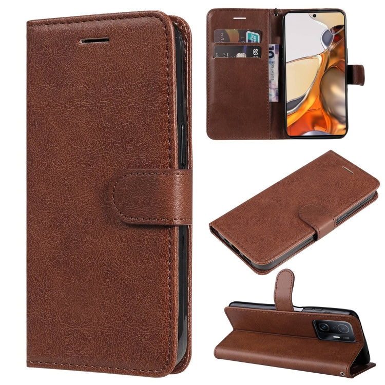 For Xiaomi Mi 11T / 11T Pro Pure Color Horizontal Flip Leather Case with Holder & Card Slots & Wallet & Lanyard
