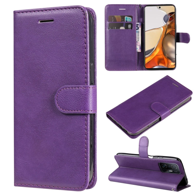 For Xiaomi Mi 11T / 11T Pro Pure Color Horizontal Flip Leather Case with Holder & Card Slots & Wallet & Lanyard