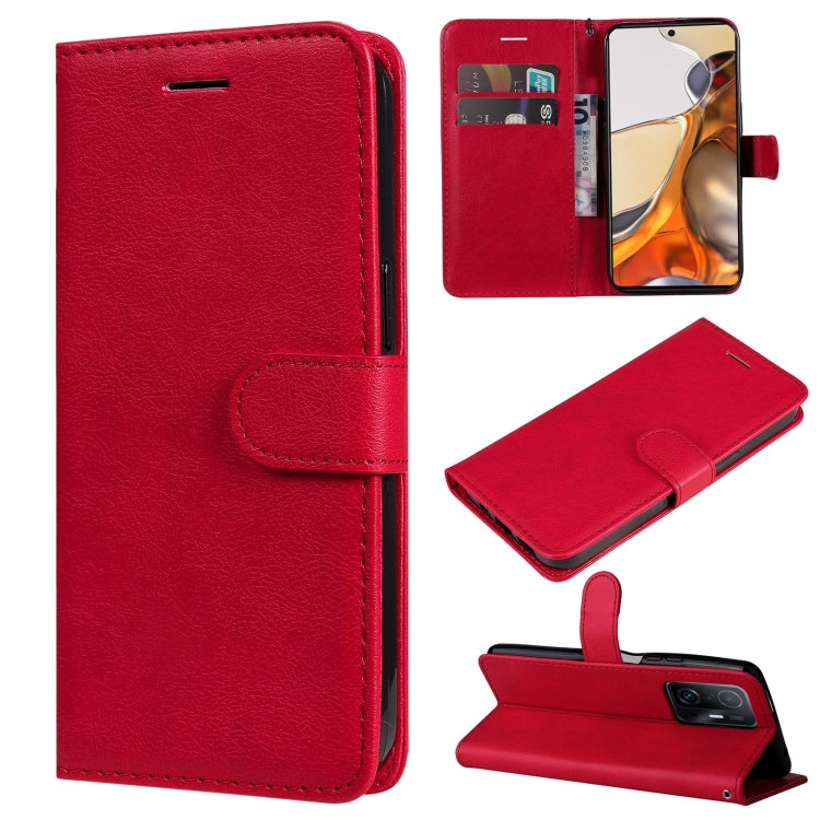 For Xiaomi Mi 11T / 11T Pro Pure Color Horizontal Flip Leather Case with Holder & Card Slots & Wallet & Lanyard
