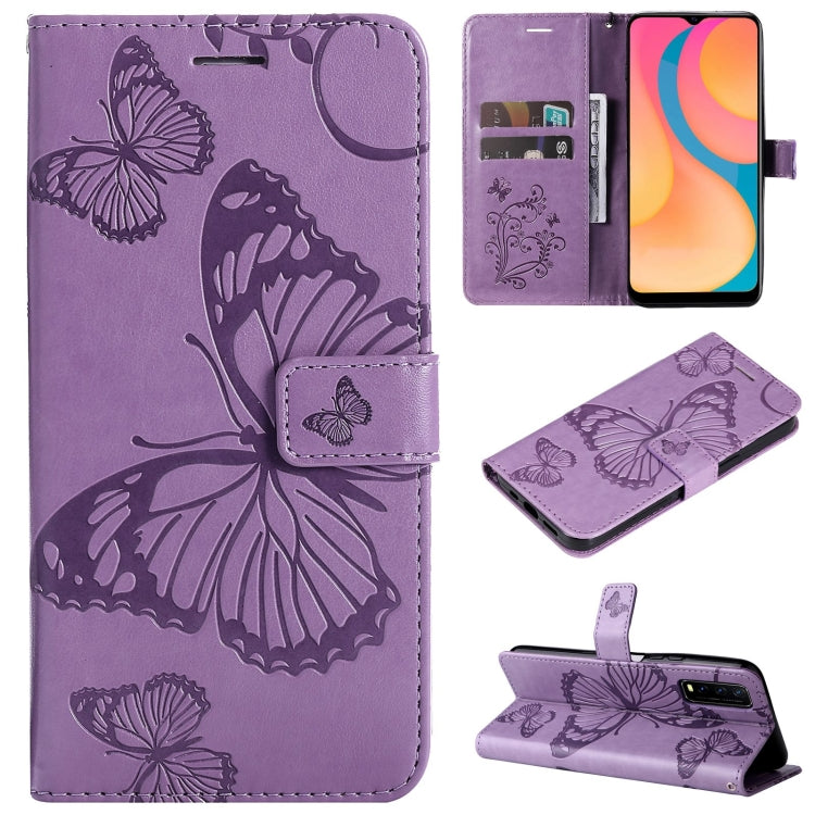 For vivo Y20 / Y20a / Y20s Pressed Printing Butterfly Pattern Horizontal Flip PU Leather Case with Holder & Card Slots & Wallet & Lanyard