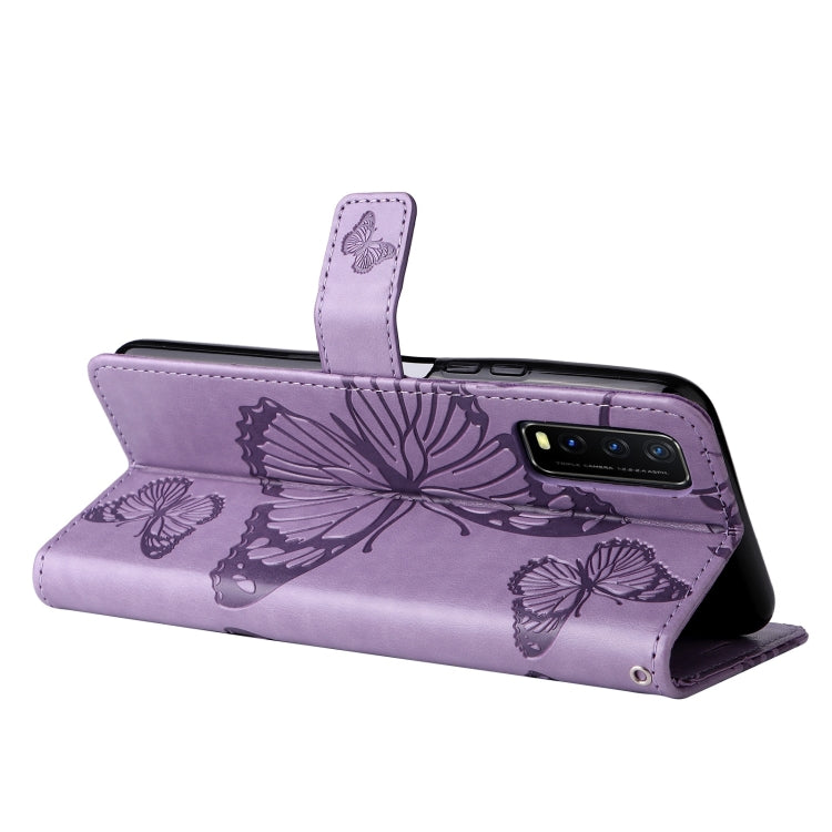 For vivo Y20 / Y20a / Y20s Pressed Printing Butterfly Pattern Horizontal Flip PU Leather Case with Holder & Card Slots & Wallet & Lanyard