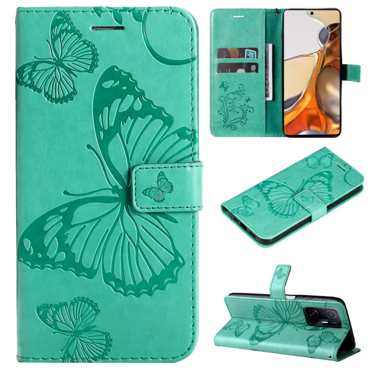 For Xiaomi Mi 11T / 11T Pro Pressed Printing Butterfly Pattern Horizontal Flip PU Leather Case with Holder & Card Slots & Wallet & Lanyard