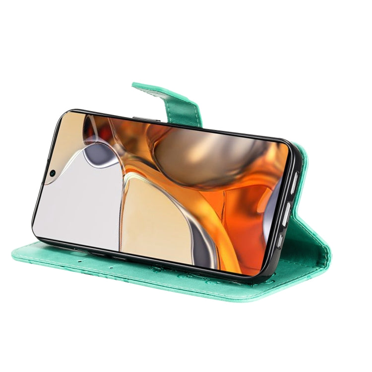 For Xiaomi Mi 11T / 11T Pro Pressed Printing Butterfly Pattern Horizontal Flip PU Leather Case with Holder & Card Slots & Wallet & Lanyard