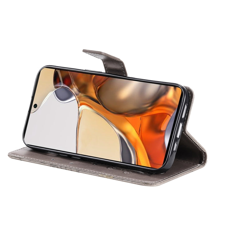 For Xiaomi Mi 11T / 11T Pro Pressed Printing Butterfly Pattern Horizontal Flip PU Leather Case with Holder & Card Slots & Wallet & Lanyard