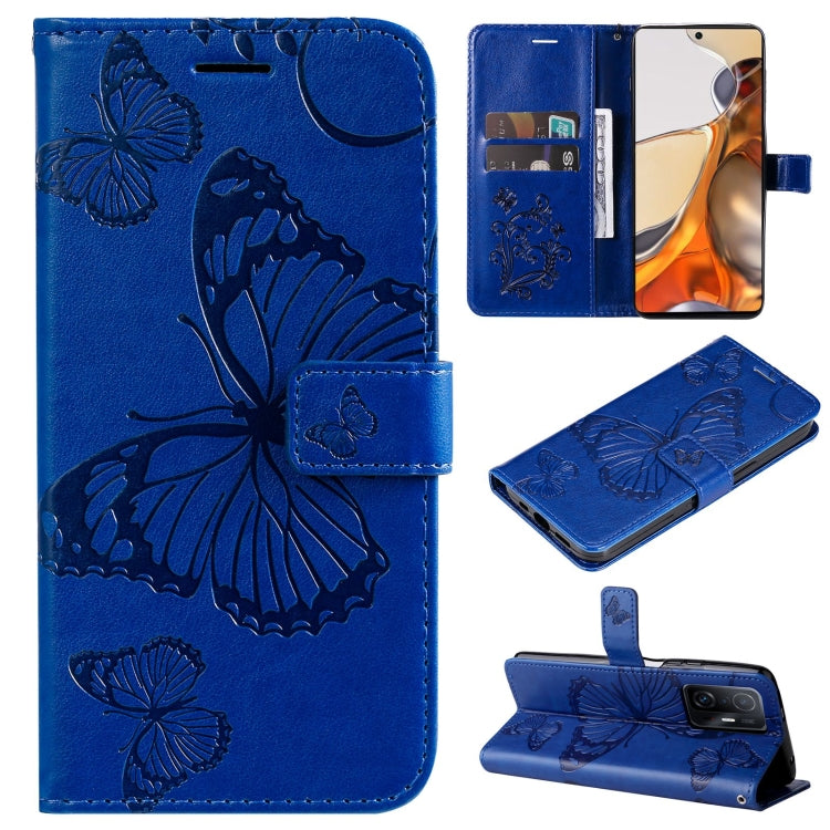 For Xiaomi Mi 11T / 11T Pro Pressed Printing Butterfly Pattern Horizontal Flip PU Leather Case with Holder & Card Slots & Wallet & Lanyard