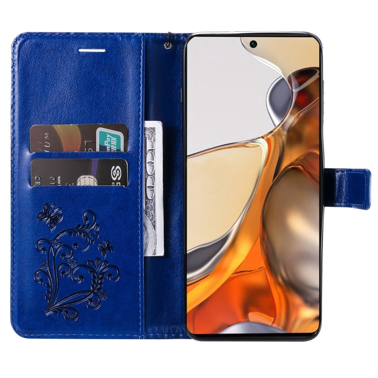For Xiaomi Mi 11T / 11T Pro Pressed Printing Butterfly Pattern Horizontal Flip PU Leather Case with Holder & Card Slots & Wallet & Lanyard