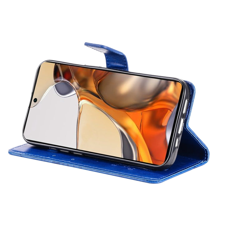 For Xiaomi Mi 11T / 11T Pro Pressed Printing Butterfly Pattern Horizontal Flip PU Leather Case with Holder & Card Slots & Wallet & Lanyard