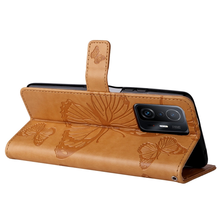 For Xiaomi Mi 11T / 11T Pro Pressed Printing Butterfly Pattern Horizontal Flip PU Leather Case with Holder & Card Slots & Wallet & Lanyard