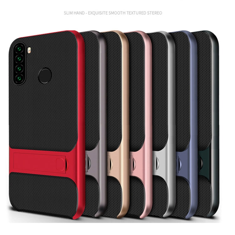 For Xiaomi Redmi Note 8 Plaid Texture Non-slip TPU + PC Case with Holder