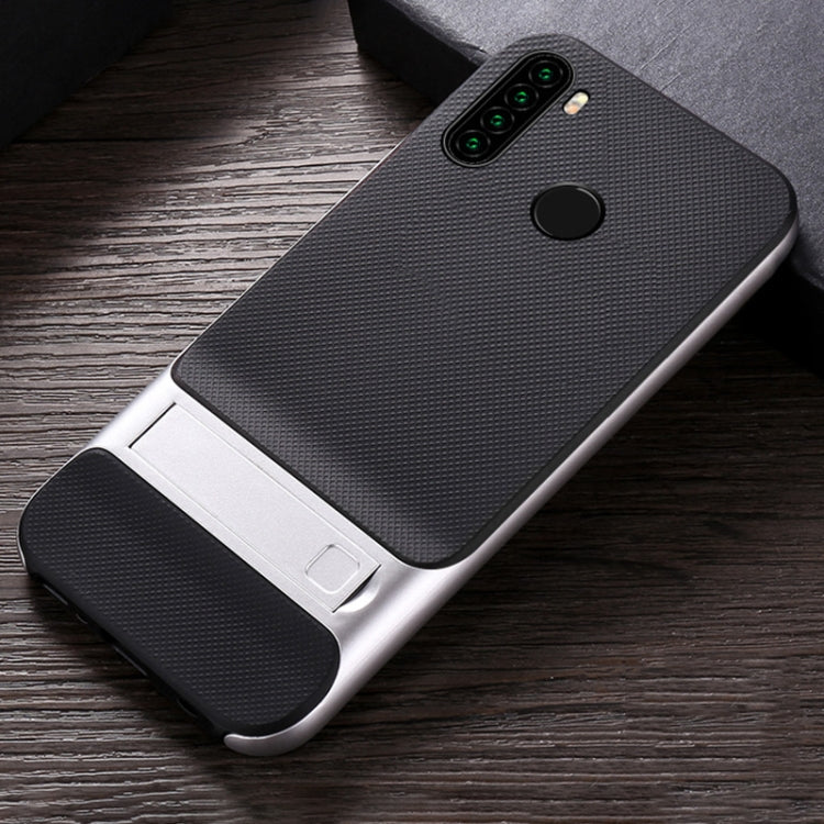 For Xiaomi Redmi Note 8 Plaid Texture Non-slip TPU + PC Case with Holder