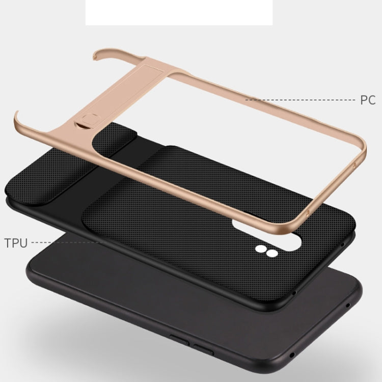 For Xiaomi Redmi Note 8 Pro Plaid Texture Non-slip TPU + PC Case with Holder