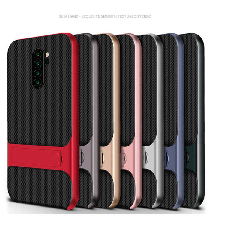 For Xiaomi Redmi Note 8 Pro Plaid Texture Non-slip TPU + PC Case with Holder