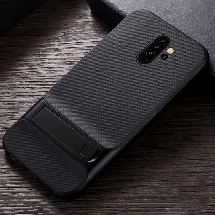 For Xiaomi Redmi Note 8 Pro Plaid Texture Non-slip TPU + PC Case with Holder