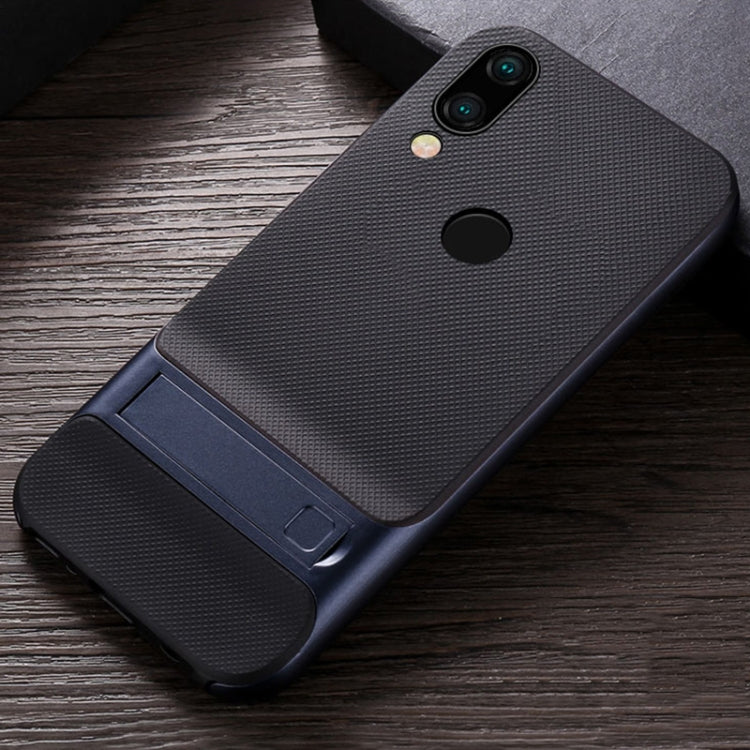 For Xiaomi Redmi Note 7 Plaid Texture Non-slip TPU + PC Case with Holder