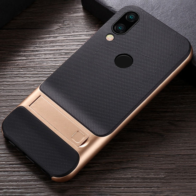 For Xiaomi Redmi Note 7 Plaid Texture Non-slip TPU + PC Case with Holder