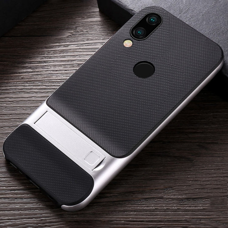 For Xiaomi Redmi Note 7 Plaid Texture Non-slip TPU + PC Case with Holder