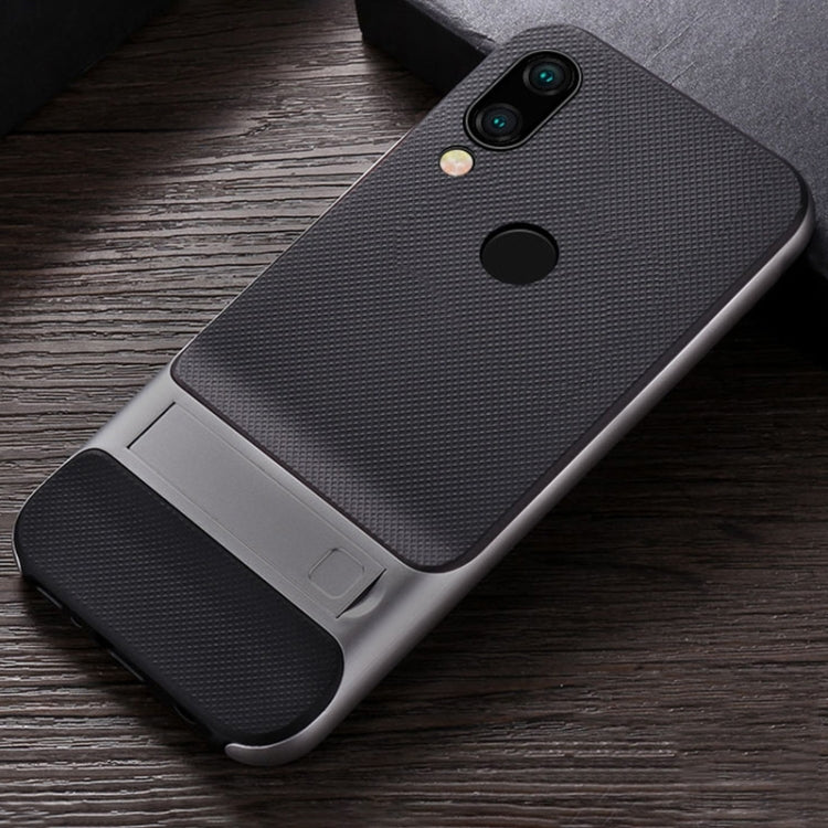 For Xiaomi Redmi Note 7 Plaid Texture Non-slip TPU + PC Case with Holder