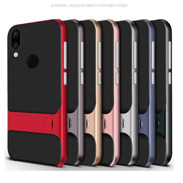 For Xiaomi Redmi Note 7 Plaid Texture Non-slip TPU + PC Case with Holder