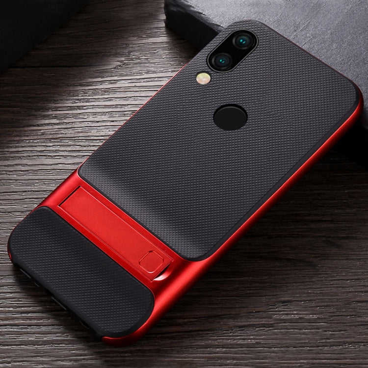 For Xiaomi Redmi Note 7 Plaid Texture Non-slip TPU + PC Case with Holder