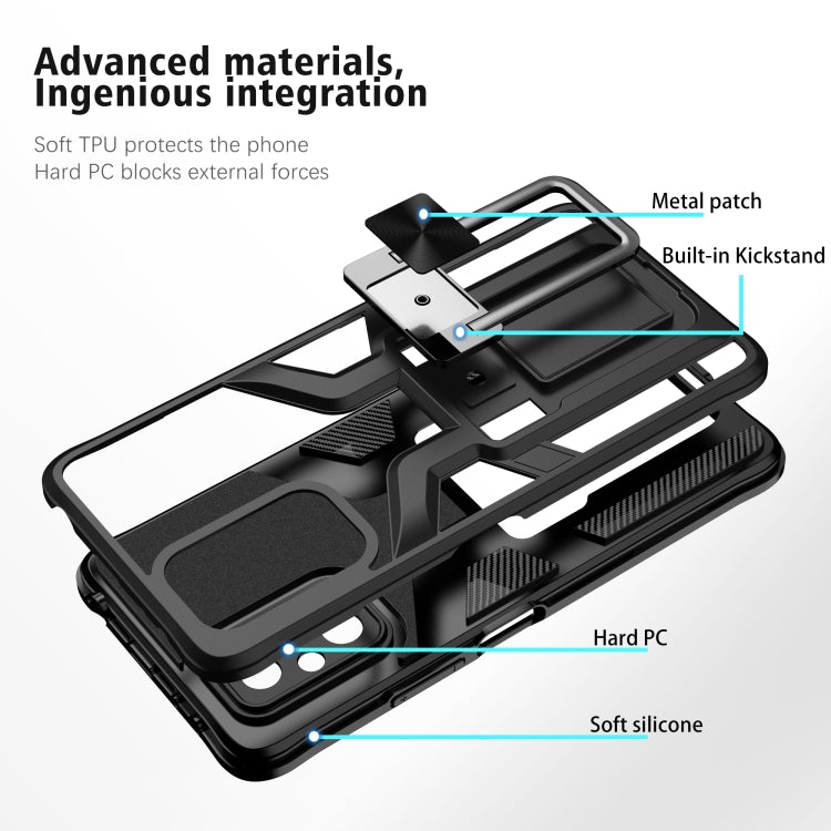 For Xiaomi Redmi Note 10 Pro Armor 2 in 1 PC + TPU Magnetic Shockproof Case with Foldable Holder