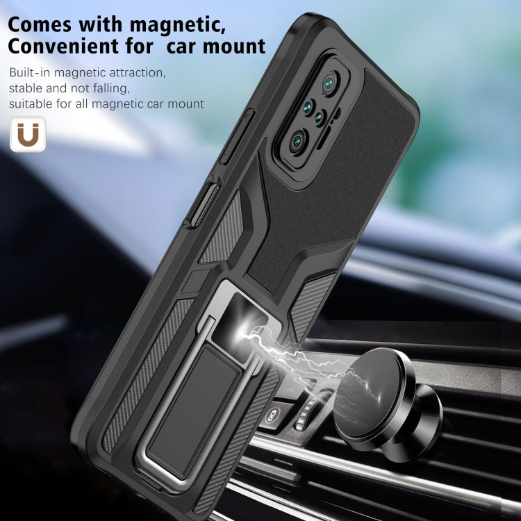 For Xiaomi Redmi Note 10 Pro Armor 2 in 1 PC + TPU Magnetic Shockproof Case with Foldable Holder