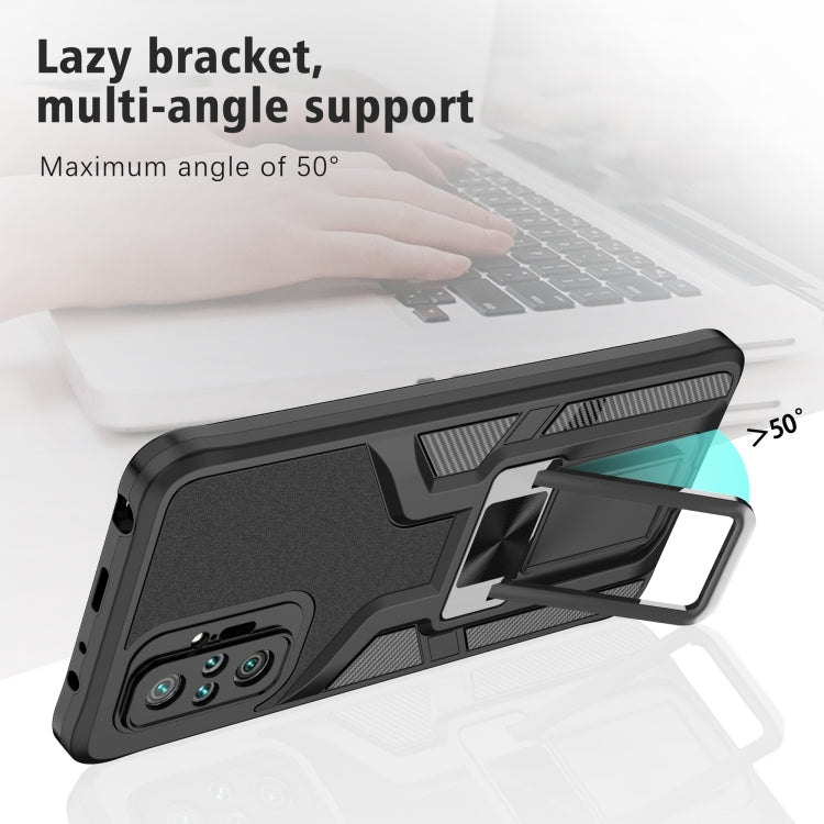 For Xiaomi Redmi Note 10 Pro Armor 2 in 1 PC + TPU Magnetic Shockproof Case with Foldable Holder