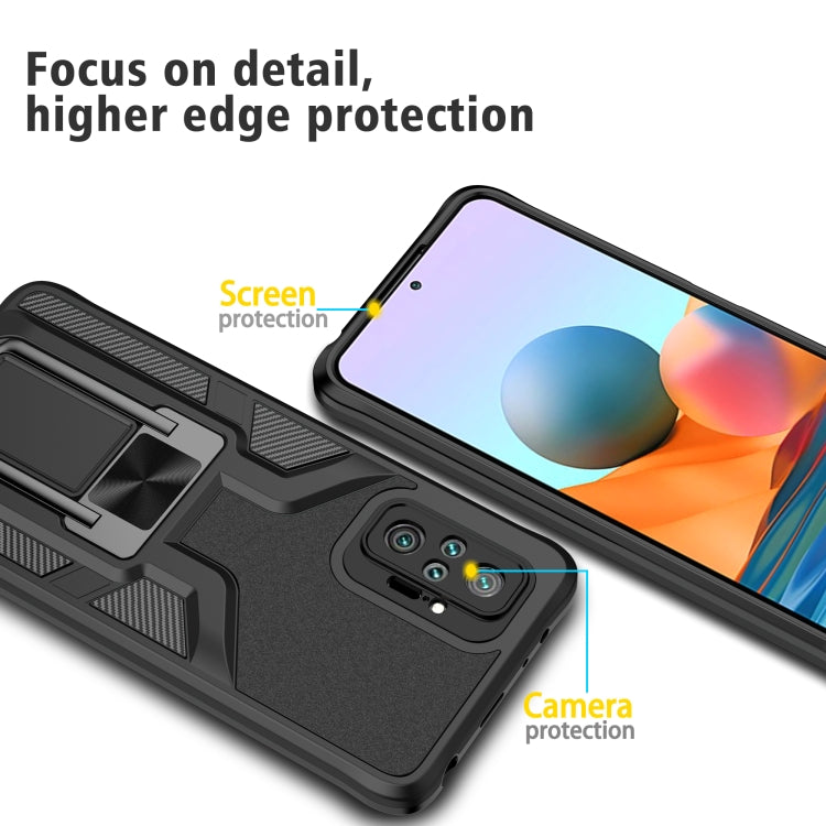 For Xiaomi Redmi Note 10 Pro Armor 2 in 1 PC + TPU Magnetic Shockproof Case with Foldable Holder