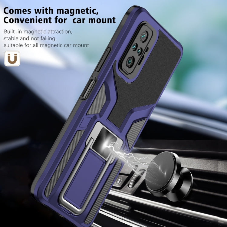 For Xiaomi Redmi Note 10 Pro Armor 2 in 1 PC + TPU Magnetic Shockproof Case with Foldable Holder