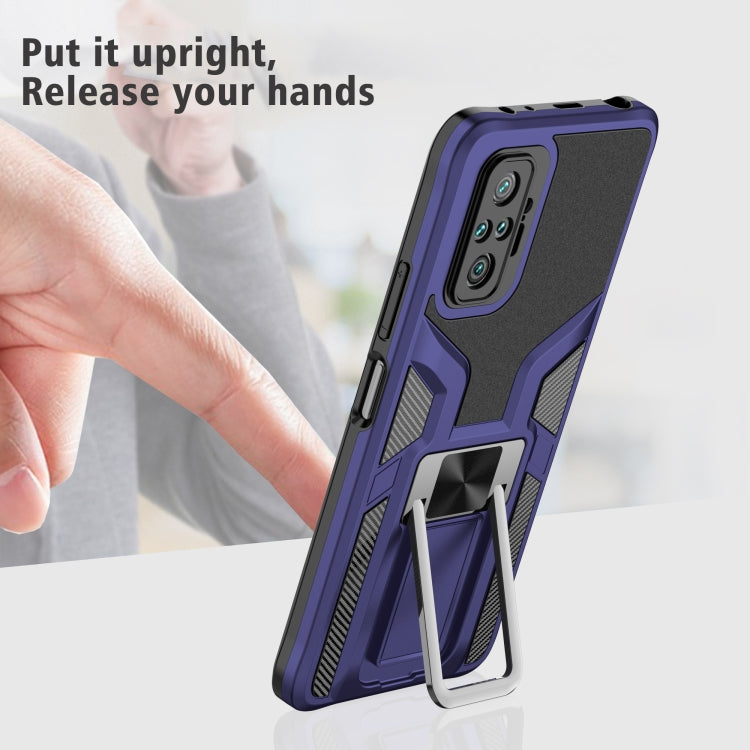 For Xiaomi Redmi Note 10 Pro Armor 2 in 1 PC + TPU Magnetic Shockproof Case with Foldable Holder