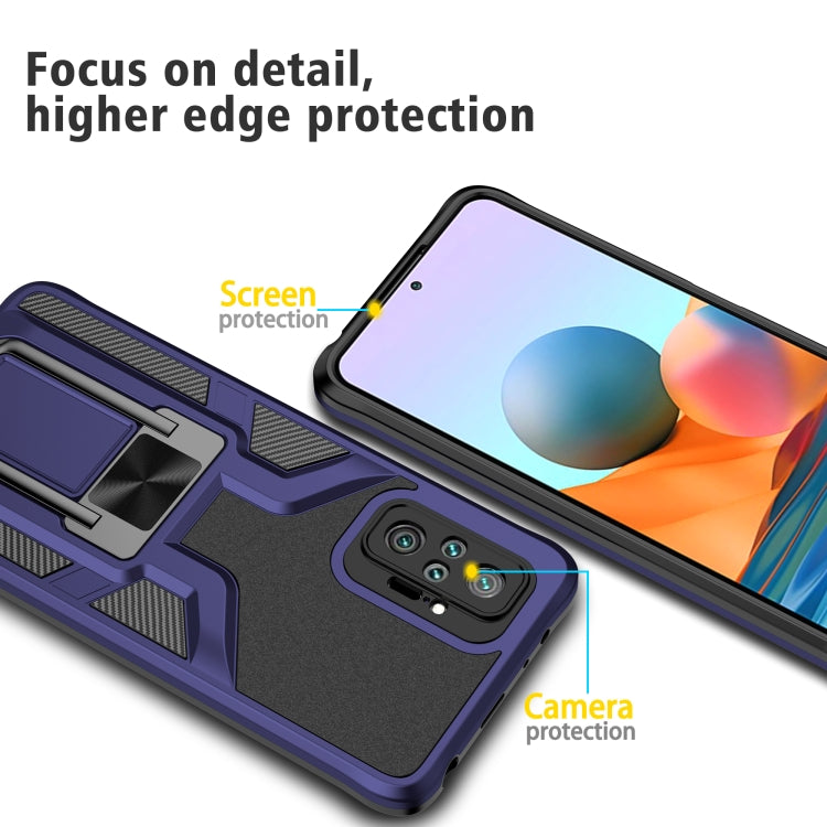 For Xiaomi Redmi Note 10 Pro Armor 2 in 1 PC + TPU Magnetic Shockproof Case with Foldable Holder