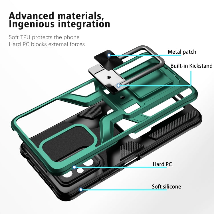 For Xiaomi Redmi Note 10 Pro Armor 2 in 1 PC + TPU Magnetic Shockproof Case with Foldable Holder