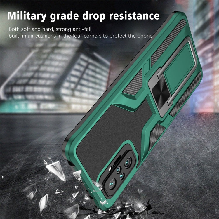 For Xiaomi Redmi Note 10 Pro Armor 2 in 1 PC + TPU Magnetic Shockproof Case with Foldable Holder