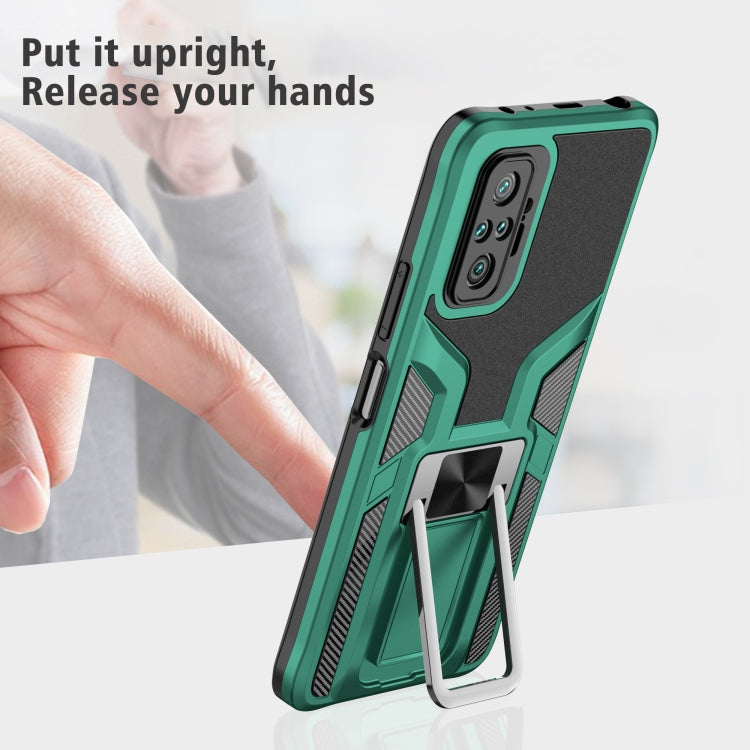For Xiaomi Redmi Note 10 Pro Armor 2 in 1 PC + TPU Magnetic Shockproof Case with Foldable Holder
