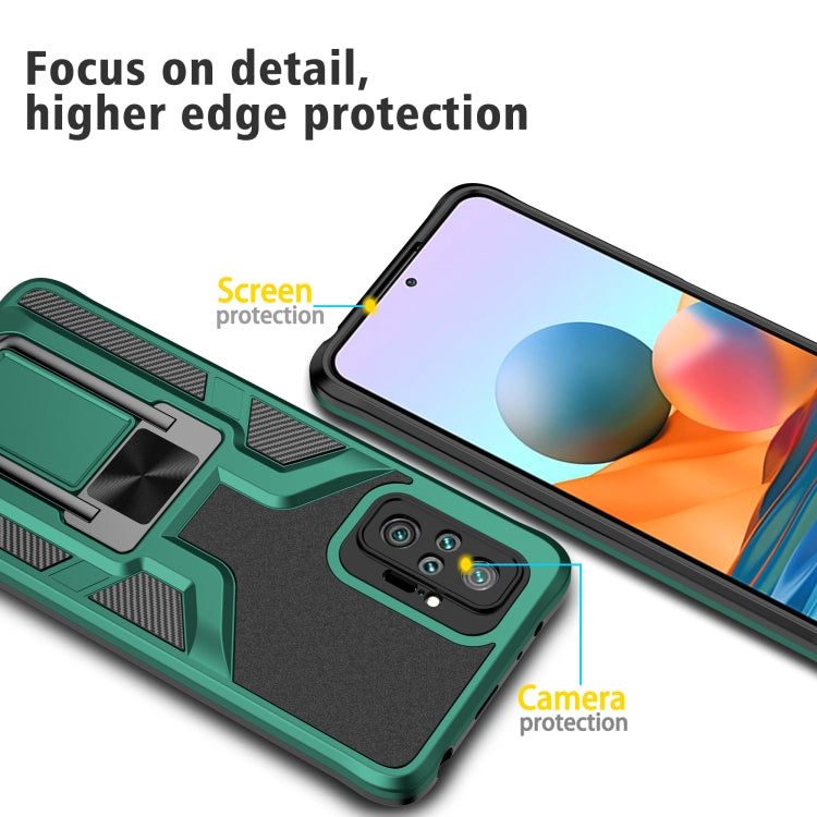 For Xiaomi Redmi Note 10 Pro Armor 2 in 1 PC + TPU Magnetic Shockproof Case with Foldable Holder