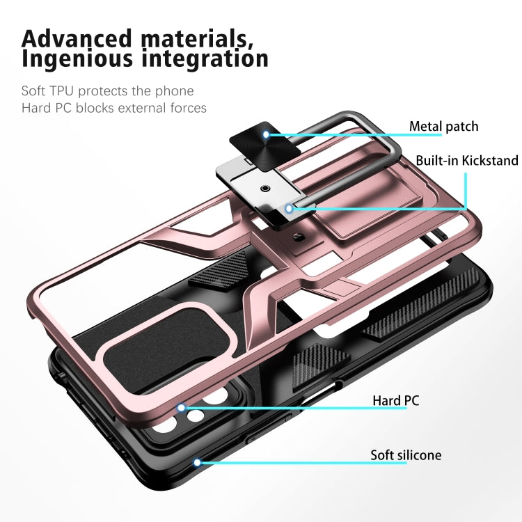 For Xiaomi Redmi Note 10 Pro Armor 2 in 1 PC + TPU Magnetic Shockproof Case with Foldable Holder