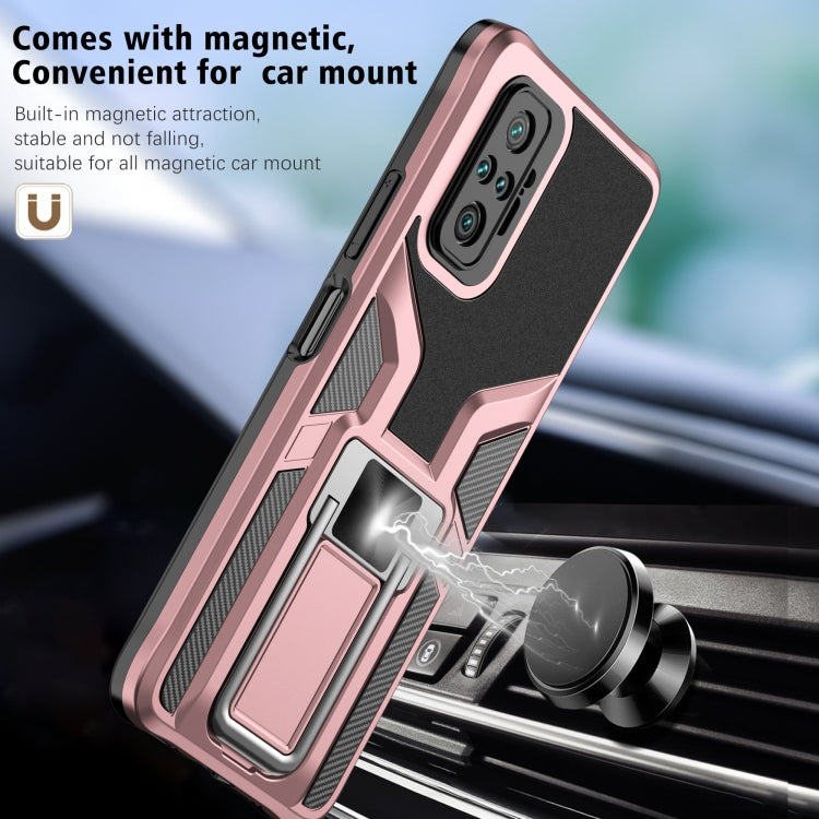 For Xiaomi Redmi Note 10 Pro Armor 2 in 1 PC + TPU Magnetic Shockproof Case with Foldable Holder