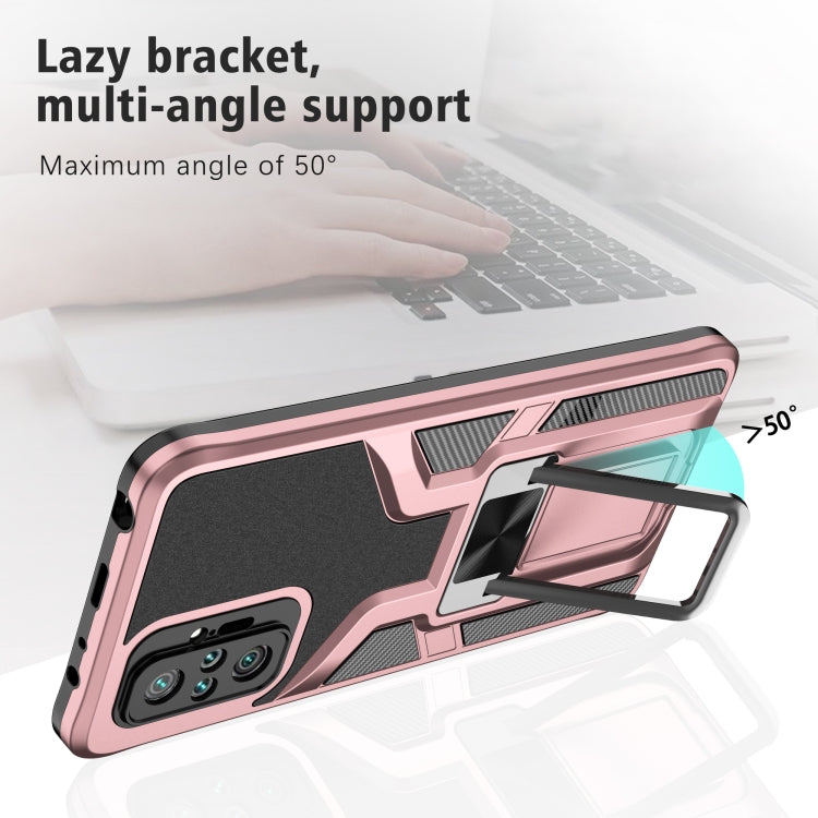 For Xiaomi Redmi Note 10 Pro Armor 2 in 1 PC + TPU Magnetic Shockproof Case with Foldable Holder