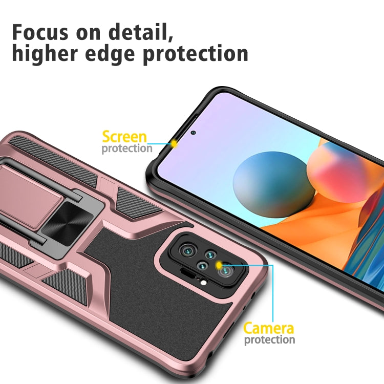 For Xiaomi Redmi Note 10 Pro Armor 2 in 1 PC + TPU Magnetic Shockproof Case with Foldable Holder