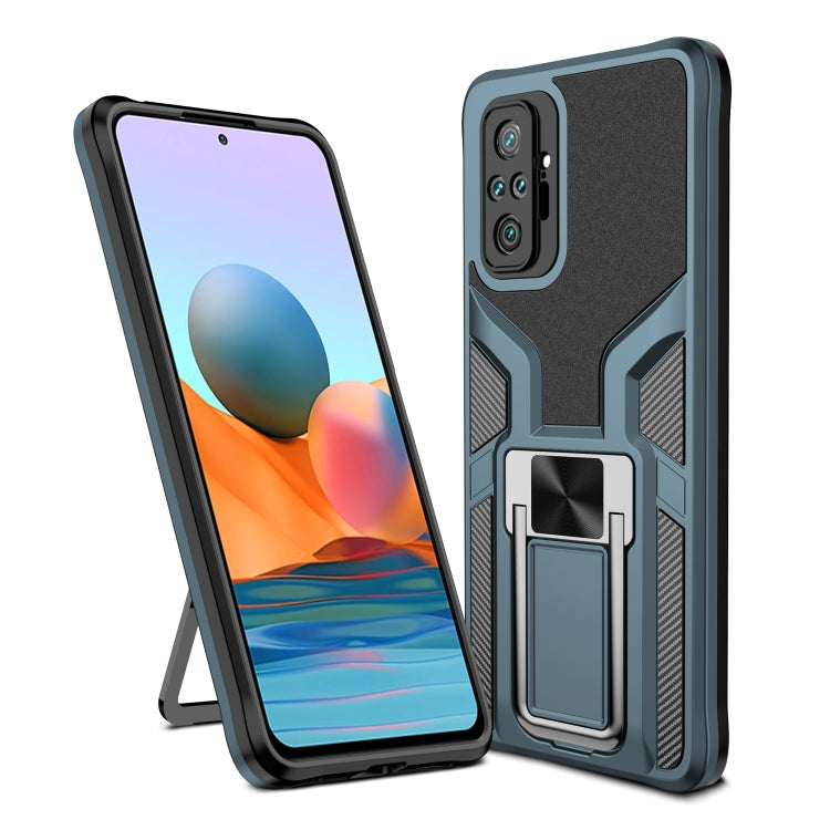 For Xiaomi Redmi Note 10 Pro Armor 2 in 1 PC + TPU Magnetic Shockproof Case with Foldable Holder