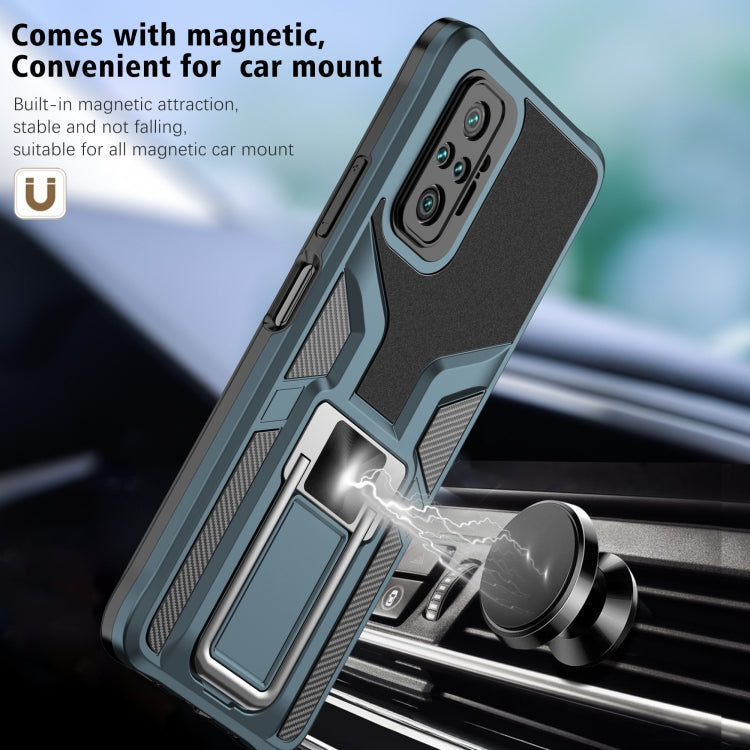 For Xiaomi Redmi Note 10 Pro Armor 2 in 1 PC + TPU Magnetic Shockproof Case with Foldable Holder
