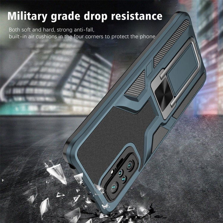 For Xiaomi Redmi Note 10 Pro Armor 2 in 1 PC + TPU Magnetic Shockproof Case with Foldable Holder