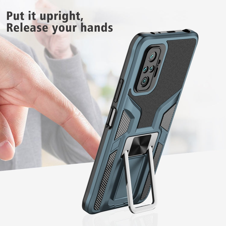 For Xiaomi Redmi Note 10 Pro Armor 2 in 1 PC + TPU Magnetic Shockproof Case with Foldable Holder