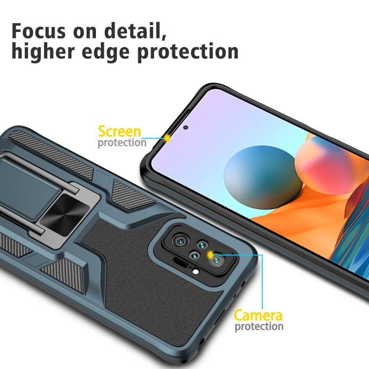 For Xiaomi Redmi Note 10 Pro Armor 2 in 1 PC + TPU Magnetic Shockproof Case with Foldable Holder